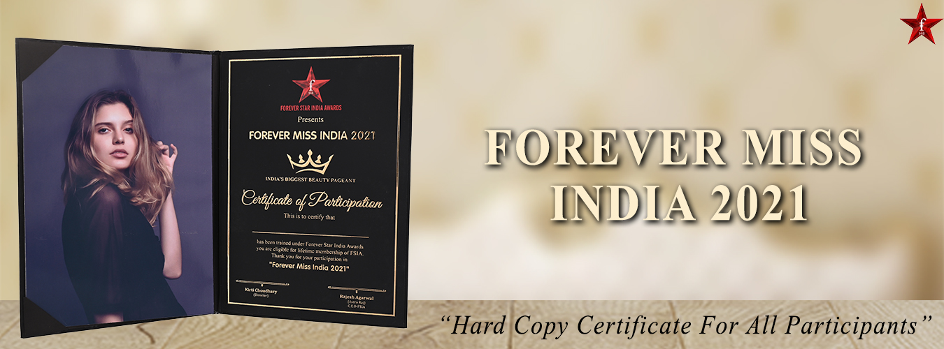 Forever Miss Teen India Hard Copy Certificate